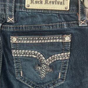 Rock Revival Sherry Easy Skinny Jeans Size 28 Dark Wash Embellished Pockets